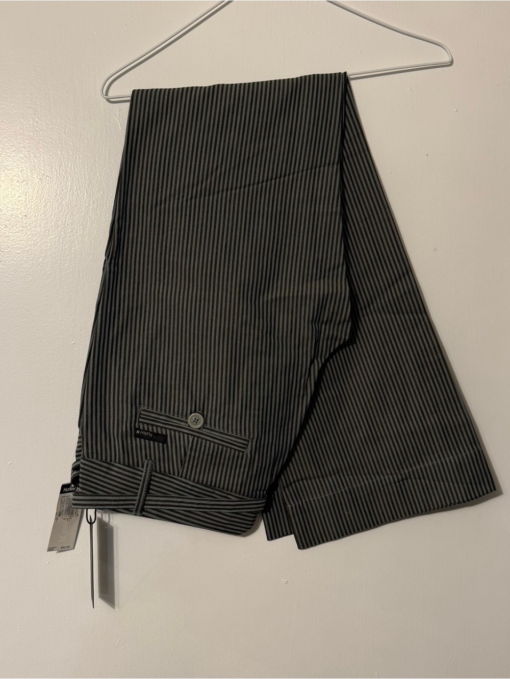 Hurley Green & Brownish Black Pin Stripe Pants Size 7 Low Rise Women's NWT